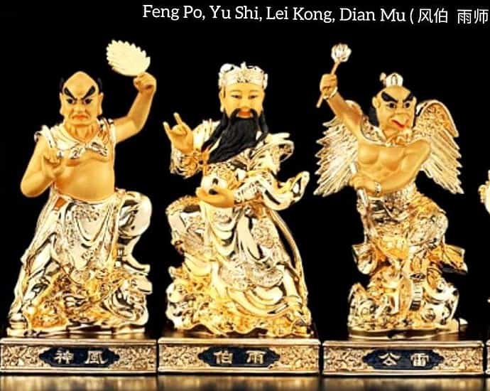 Patung Dewa Feng Po, Yu Shi, Lei Kong & Dian Mu