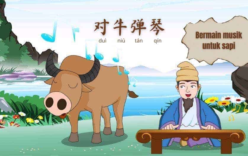 Idiom Tiongkok - Bermain Musik Untuk Sapi (对牛弹琴 Dui Niu Tan Qin) Bermain musik untuk sapi Idiom Tiongkok - Bermain Musik Untuk Sapi (对牛弹琴)